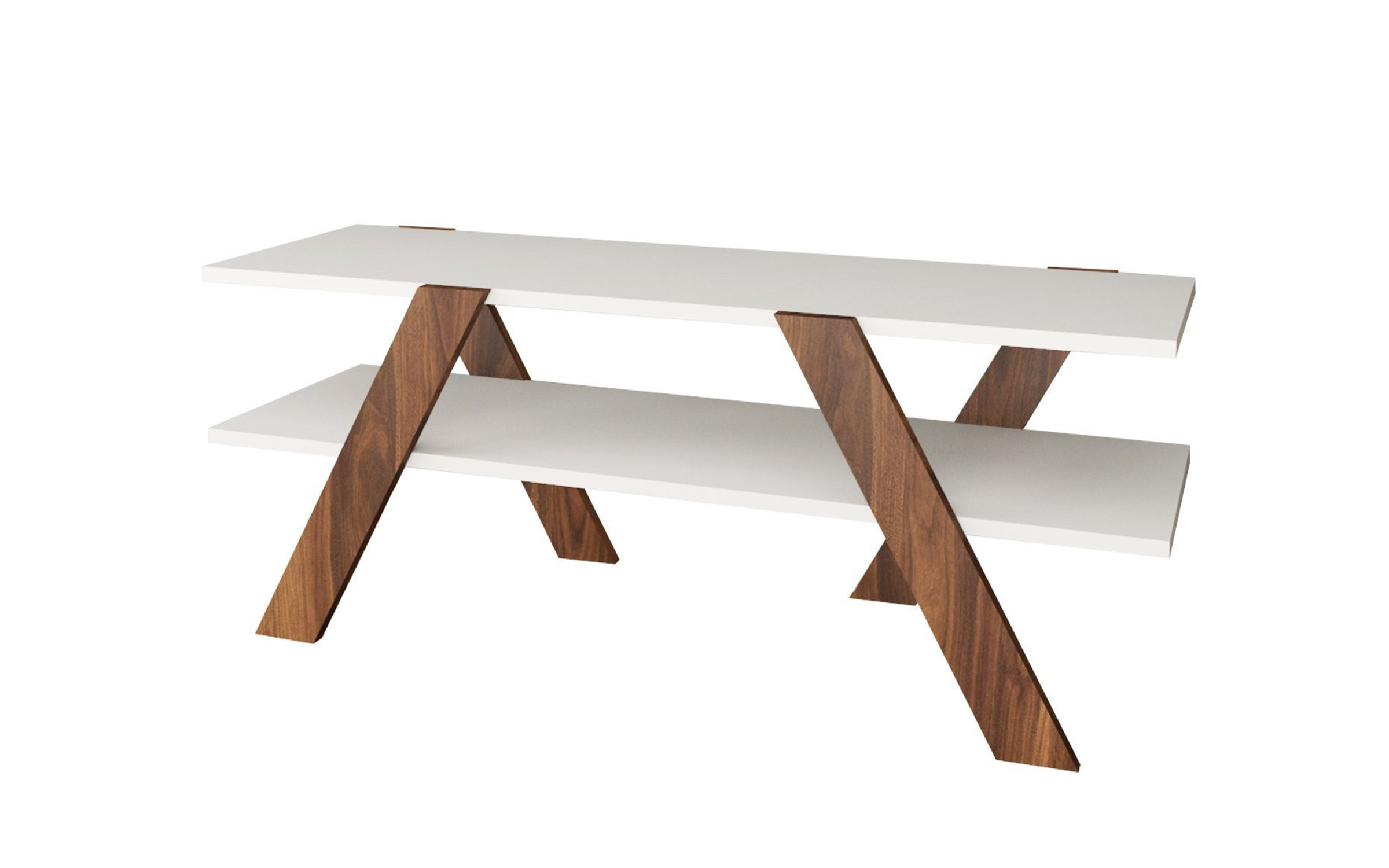 Modul TV Baril, alb + nuc  5